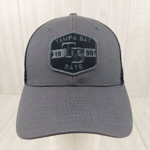 Tampa Bay Rays Hat Cap Snapback Patch Fan Favorite Black Grey MLB‎ Trucker